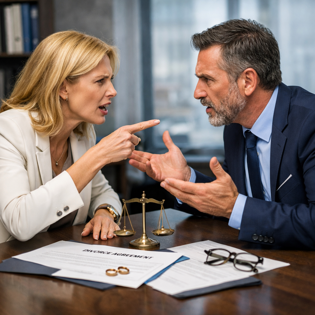 Middle Aged Couple in Divorce Dispute-1