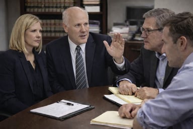 Serious discussion in a law office